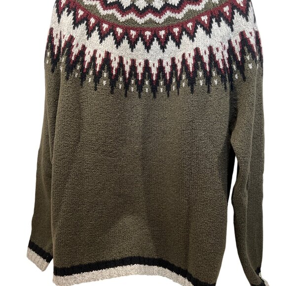 CHARLIE B Jacquard knit sweater Green Women L $99 - Picture 2 of 5
